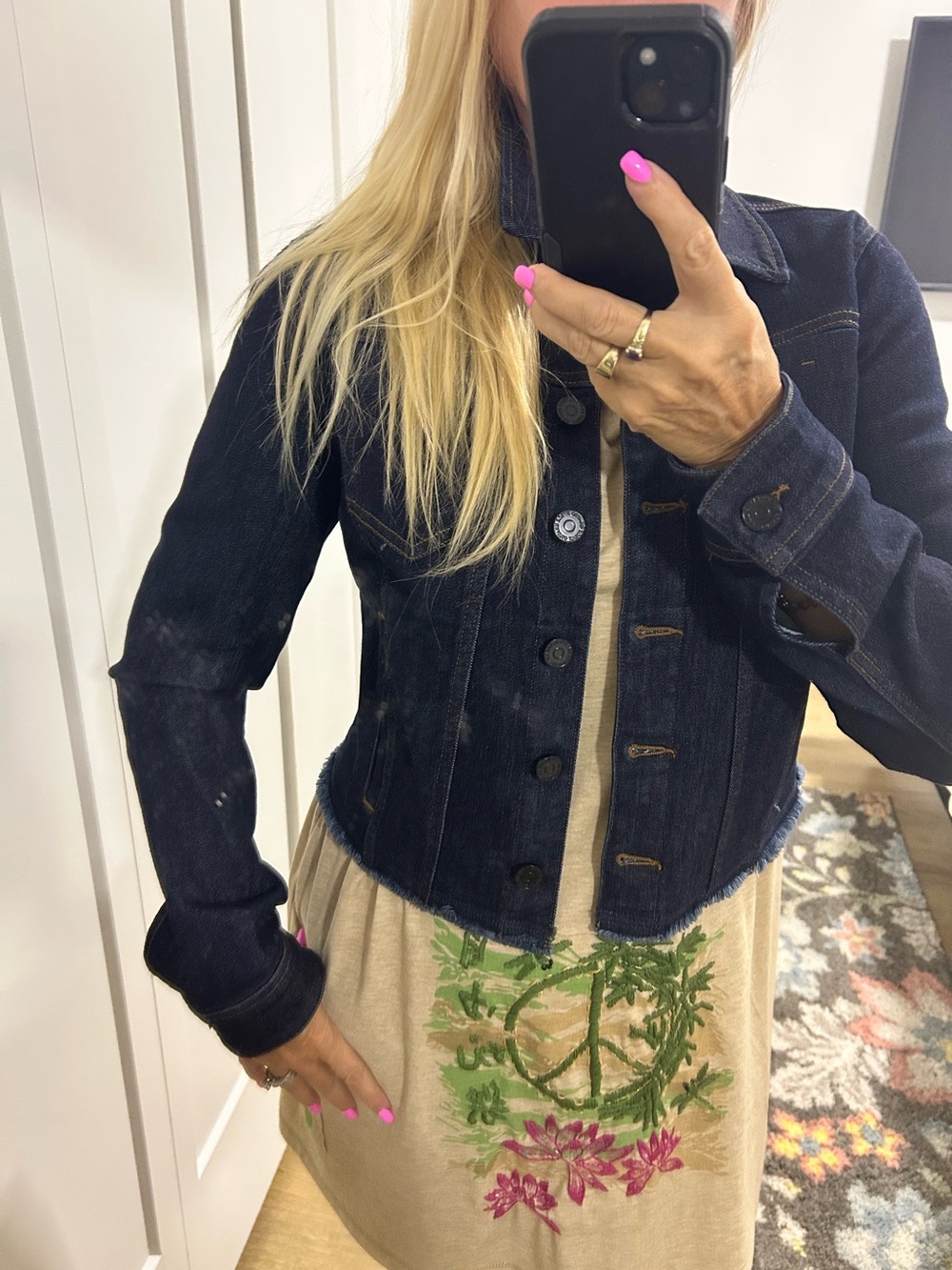 NWOT Susan Graver Stretch Denim Jacket with Unfinished Hem - Picture 1 of 11